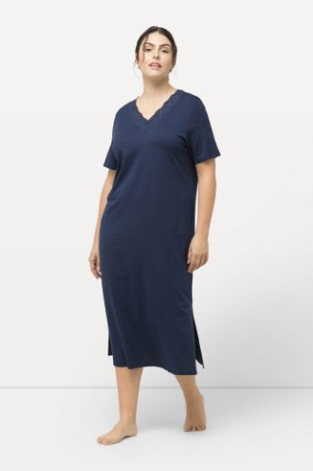 Plus size veliki brojevi Spavaćica s dodatkom ukrasne čipke na ovratniku za punije
