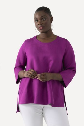 Plus size veliki brojevi Bluza lanena okrugli ovratnik za punije