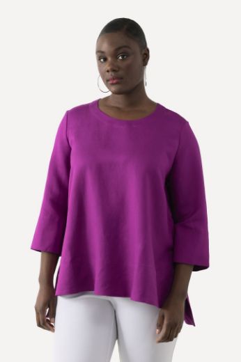 Plus size veliki brojevi Bluza lanena okrugli ovratnik za punije