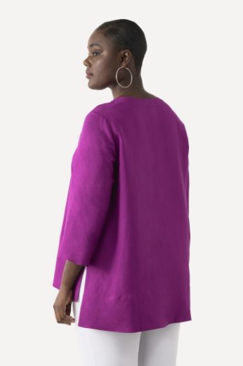 Plus size veliki brojevi Bluza lanena okrugli ovratnik za punije