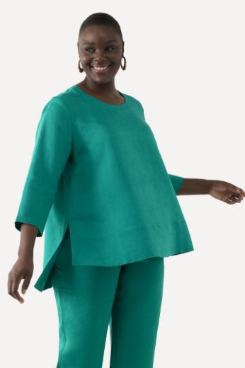 Plus size veliki brojevi Bluza lanena okrugli ovratnik za punije