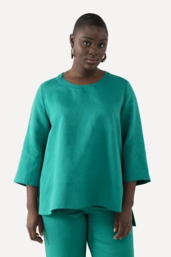 Plus size veliki brojevi Bluza lanena okrugli ovratnik za punije