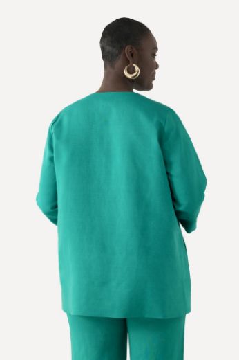 Plus size veliki brojevi Bluza lanena okrugli ovratnik za punije