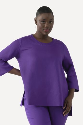Plus size veliki brojevi Bluza lanena okrugli ovratnik za punije