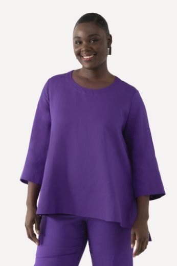 Plus size veliki brojevi Bluza lanena okrugli ovratnik za punije