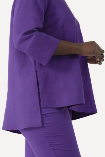 Plus size veliki brojevi Bluza lanena okrugli ovratnik za punije