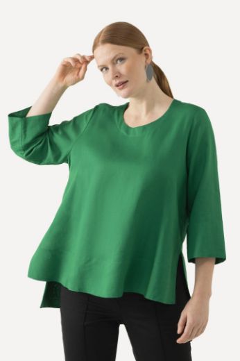 Plus size veliki brojevi Bluza lanena okrugli ovratnik za punije