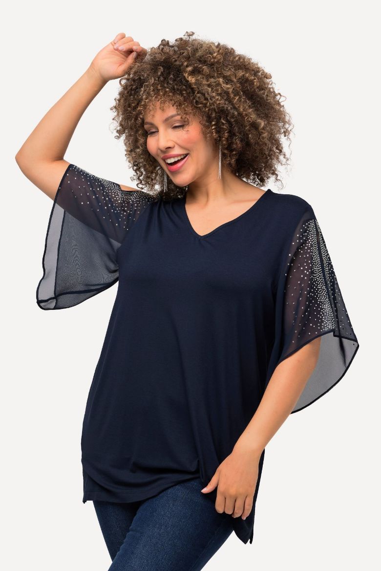 Plus size veliki brojevi Bluza svečana s ukrasima na rukavima za punije
