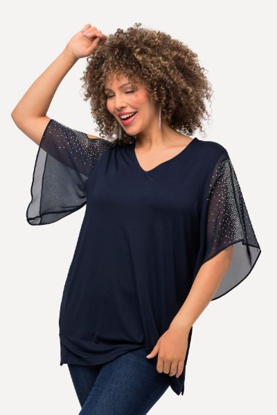 Veliki brojevi Bluza svečana s ukrasima na rukavima moda za punije
