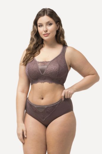 Plus size veliki brojevi Gaćice od mikrofibre s dodatkom ukrasne čipke za punije