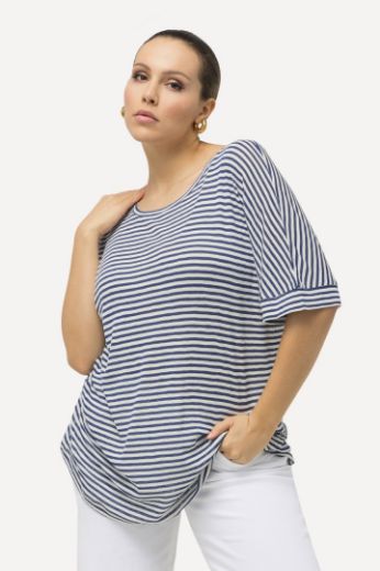 Plus size veliki brojevi Majica kratkih rukava na pruge za punije