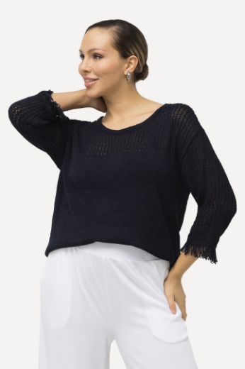 Plus size veliki brojevi Pulover s resicama na rukavima za punije