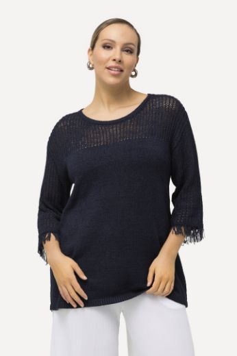 Plus size veliki brojevi Pulover s resicama na rukavima za punije
