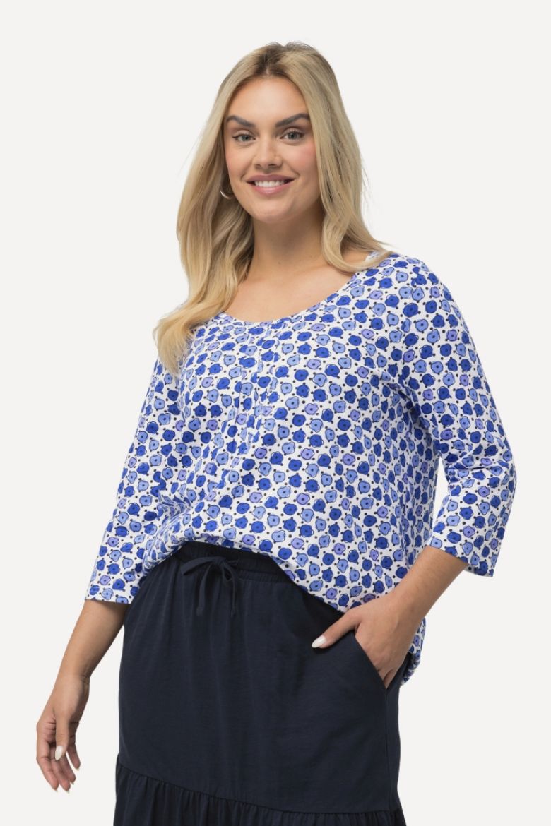 Plus size veliki brojevi Majica  cvjetnog printa 3/4 rukavi za punije