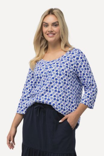 Plus size veliki brojevi Majica  cvjetnog printa 3/4 rukavi za punije