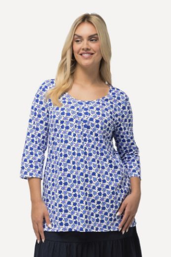 Plus size veliki brojevi Majica  cvjetnog printa 3/4 rukavi za punije