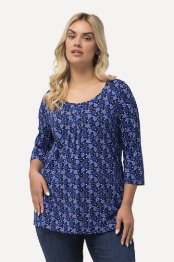 Plus size veliki brojevi Majica  cvjetnog printa 3/4 rukavi za punije