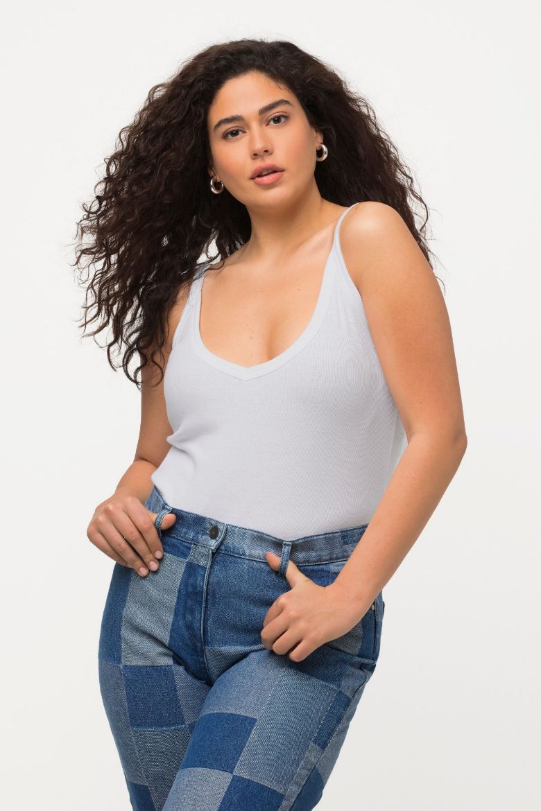 Plus size veliki brojevi Top V ovratnim tanke naramenice za punije