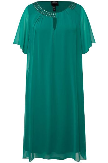 Plus size veliki brojevi Haljina elegantna s ukrasnim dodacima na ovratniku za punije