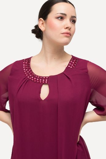 Plus size veliki brojevi Haljina elegantna s ukrasnim dodacima na ovratniku za punije