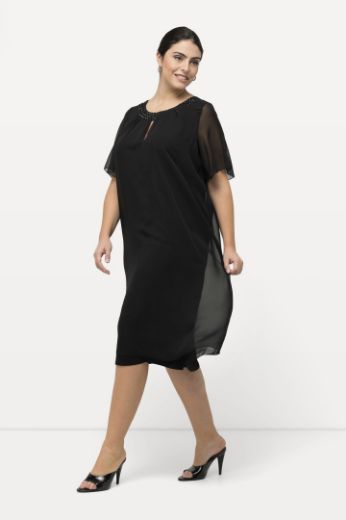 Plus size veliki brojevi Haljina elegantna s ukrasnim dodacima na ovratniku za punije