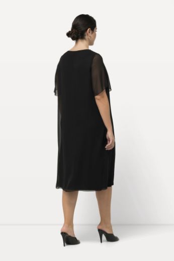 Plus size veliki brojevi Haljina elegantna s ukrasnim dodacima na ovratniku za punije