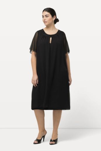 Plus size veliki brojevi Haljina elegantna s ukrasnim dodacima na ovratniku za punije