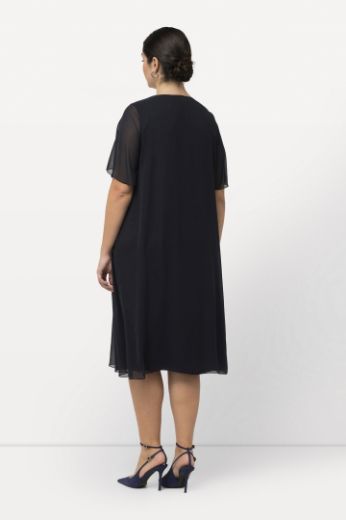 Plus size veliki brojevi Haljina elegantna s ukrasnim dodacima na ovratniku za punije