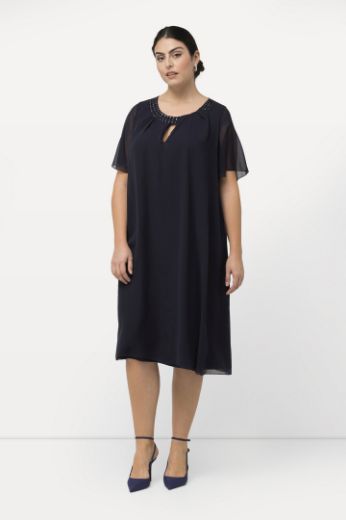 Plus size veliki brojevi Haljina elegantna s ukrasnim dodacima na ovratniku za punije