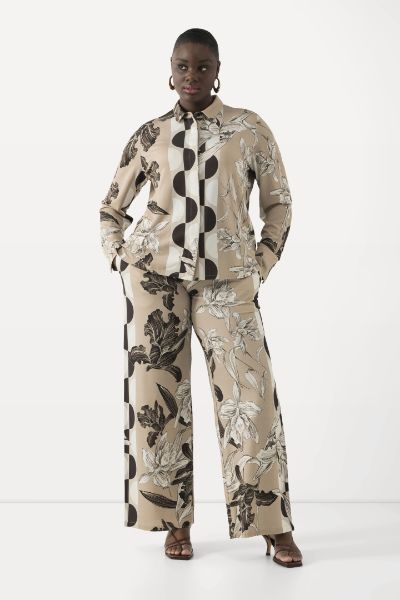 Veliki brojevi Hlače elegante Slinky cvjetnog printa moda za punije