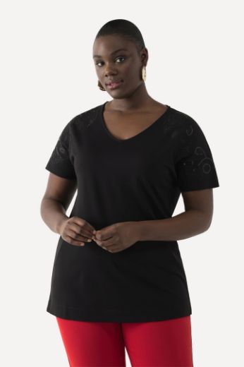 Plus size veliki brojevi Majica kratkih rukava s ukrasnim dodatkom na rukavima za punije