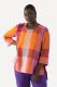 Veliki brojevi Bluza lanena karirana 3/4 rukavi moda za punije