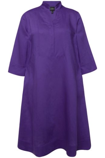 Plus size veliki brojevi Haljina midi lanena s 3/4 rukavima za punije