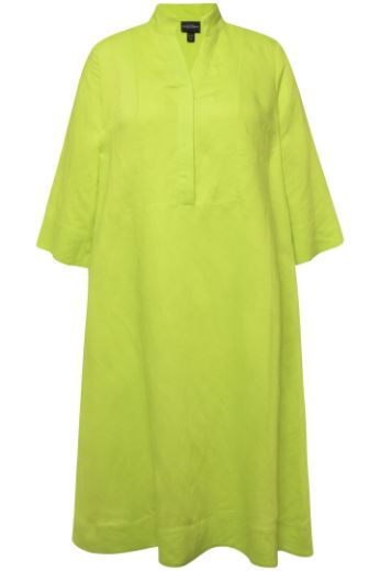 Plus size veliki brojevi Haljina midi lanena s 3/4 rukavima za punije