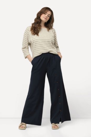 Plus size veliki brojevi Hlače šireg kroja  s gumbima na nogavici za punije
