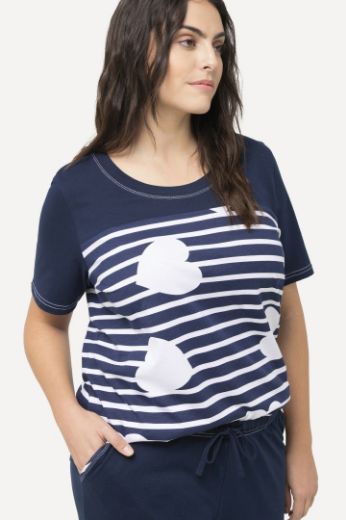 Plus size veliki brojevi Pidžama kratkih rukava motiv pruga i srca za punije