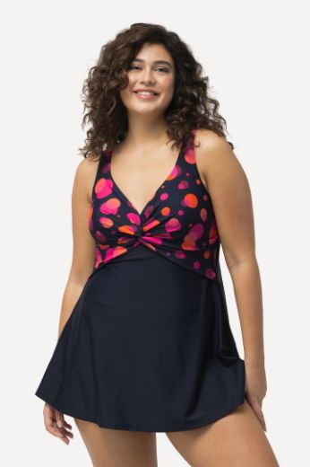 Plus size veliki brojevi Kupaći kostim haljina s motivom krugova za punije