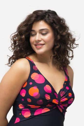 Plus size veliki brojevi Kupaći kostim haljina s motivom krugova za punije