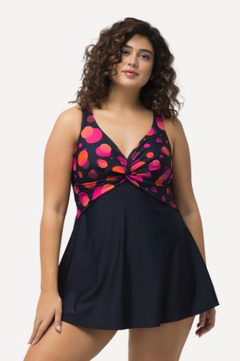 Plus size veliki brojevi Kupaći kostim haljina s motivom krugova za punije