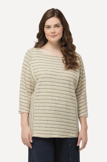 Plus size veliki brojevi Majica na pruge 3/4 rukavi za punije