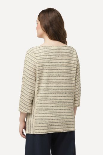 Plus size veliki brojevi Majica na pruge 3/4 rukavi za punije