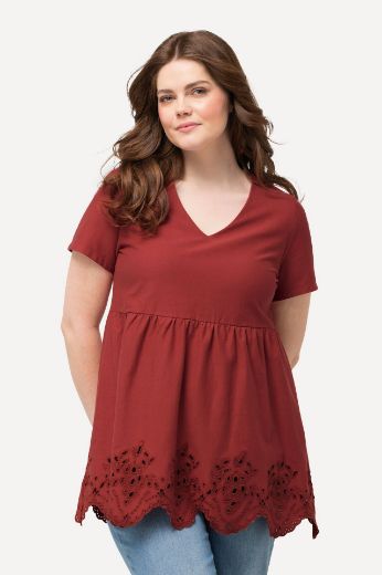 Plus size veliki brojevi Majica kratkih rukava s dodatkom ukrasne čipke za punije