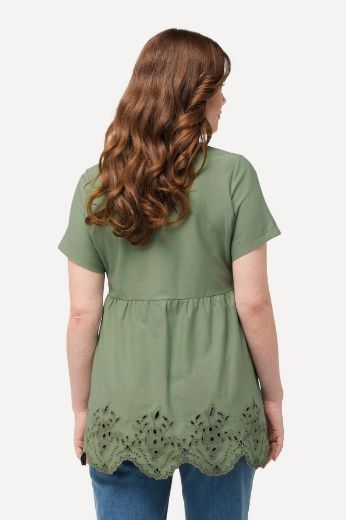 Plus size veliki brojevi Majica kratkih rukava s dodatkom ukrasne čipke za punije