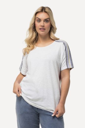 Plus size veliki brojevi Majica kratkih rukava s ukrasnim vezom na rukavaima za punije