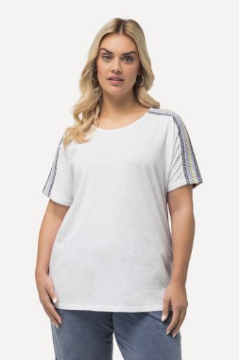 Plus size veliki brojevi Majica kratkih rukava s ukrasnim vezom na rukavaima za punije