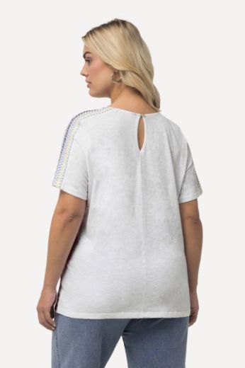 Plus size veliki brojevi Majica kratkih rukava s ukrasnim vezom na rukavaima za punije