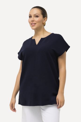 Plus size veliki brojevi Majica V ovratnika spuštenih rukava za punije