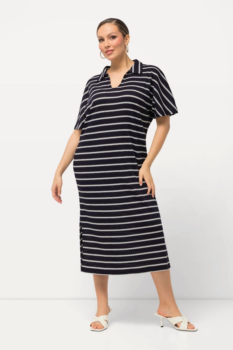 Plus size veliki brojevi Haljina Polo  kratkih rukava na pruge za punije