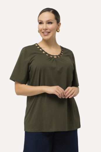 Plus size veliki brojevi Majica kratkih rukava s dekorativnim ovratnikom za punije