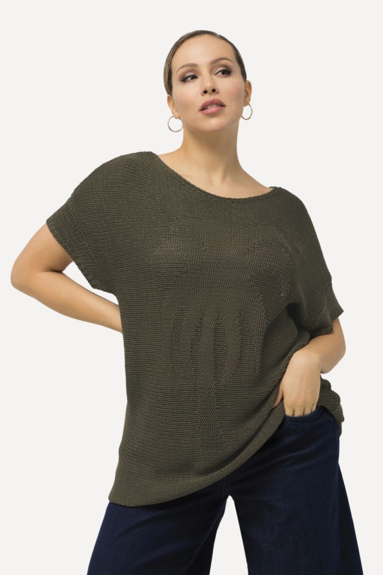 Plus size veliki brojevi Pulover lagani kratkih rukava s motivom palme za punije